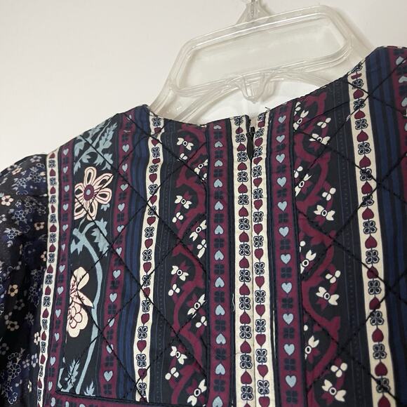 NEW SEA NY Perry Border Puff Sleeve Tunic Embroidered quilted floral Dress XS - Picture 10 of 11